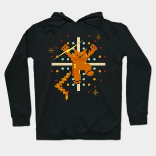 Cat Lightning Retro Gaming Orange Hoodie